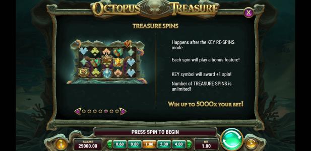 Octopus Treasure Slot Machine RE-Spins Bonus Screen