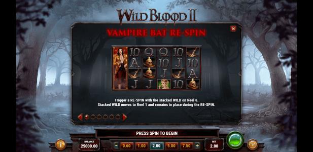 Wild Blood 2 Slot Machine Re-Spins Bonus Screen