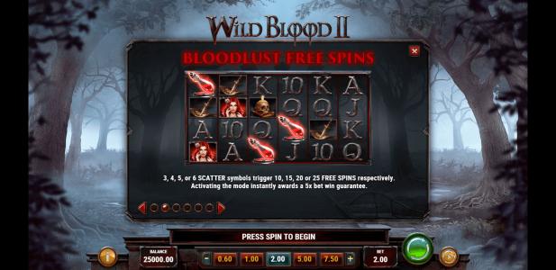 Wild Blood 2 Slot Machine Free Spins Bonus Screen