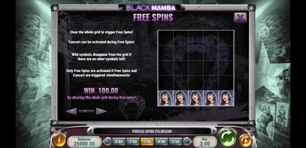 Black Mamba Slot Machine Free Spins Bonus Screen
