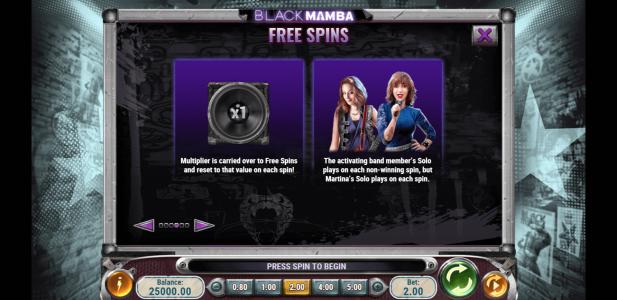 Black Mamba Slot Machine Free Spins Bonus Screen