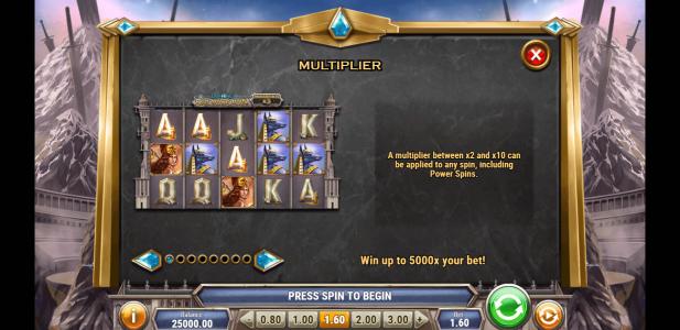 Divine Showdown Slot Machine Multiplier Feature Screen