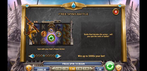 Divine Showdown Slot Machine Free Spins Bonus Screen