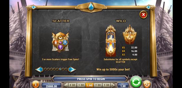 Divine Showdown Slot Machine Scatter Awards and Wild Symbol Screen