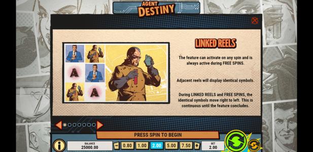 Agent Destiny Slot Machine Linked Reels Feature Screen