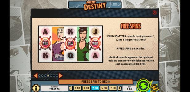 Agent Destiny Slot Machine Free Spins Bonus Screen