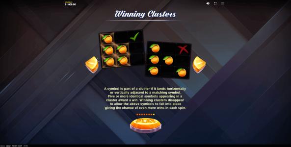 Fruit Snap Slot Machine Winning Clusters Feature Screen
