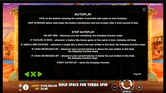 John Hunter And The Book Of Tut Slot Machine Game Rules Screen