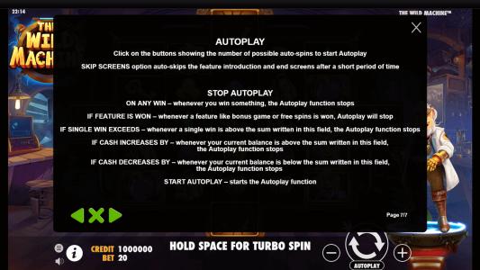 The Wild Machine Slot Machine Game Rules Screen