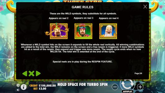 Three Star Fortune Slot Machine Game Rules Screen