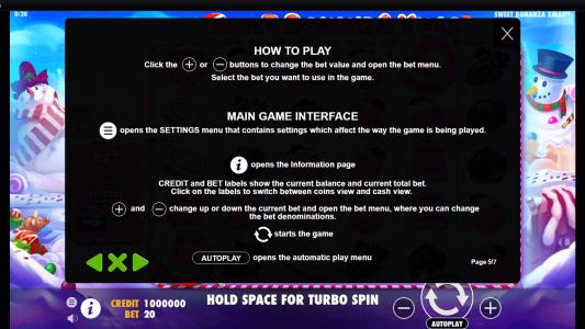 Sweet Bonanza Xmas Slot Machine Game Rules Screen