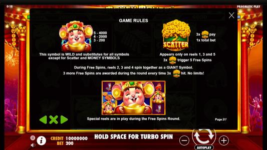 Money Mouse Slot Machine Scatter Awards and Wild Symbol Screen