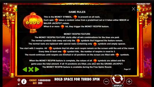 Money Mouse Slot Machine Game Rules Screen