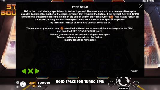 Star Bounty Slot Machine Game Rules Screen