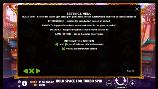 Golden Beauty Slot Machine Game Rules Screen