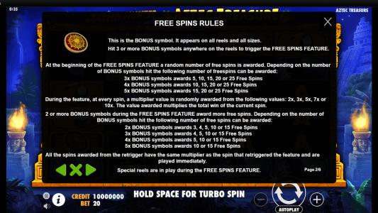 John Hunter and the Aztec Treasure Slot Machine Free Spins Bonus Screen