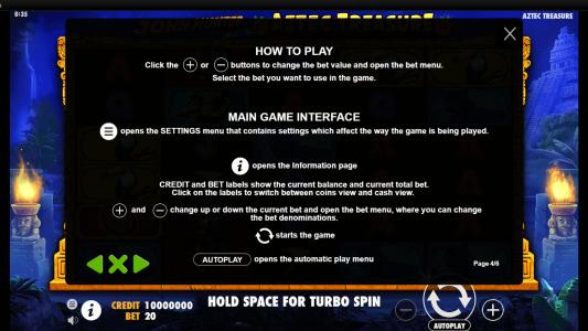 John Hunter and the Aztec Treasure Slot Machine How to Play Screen