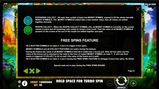 El Dorado The City of Gold Slot Machine Game Rules Screen