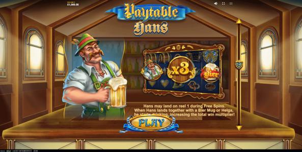 Lucky Oktoberfest Slot Machine - Hans Free Spins Feature Screen