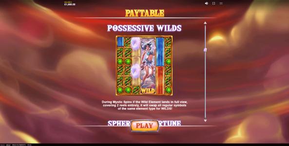 Wild Elements Slot Machine Wild Symbol Screen