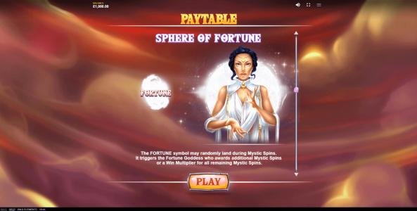 Wild Elements Slot Machine Sphere of Fortune Paytable Scree