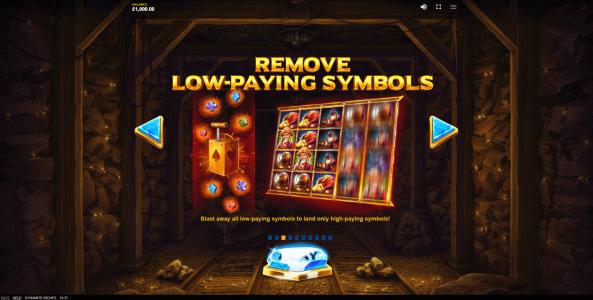 Dynamite Riches Slot Machine Special Features Screen with Dynamite Wilds