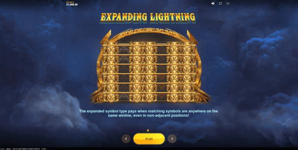 Zeus Lightning Power Reels Slot Machine Expanding Lightning Feature Screen
