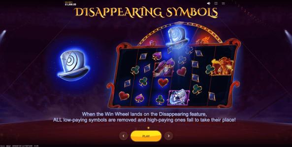 Cirque De La Fortune Slot Machine Disappearing Symbols Feature Screen