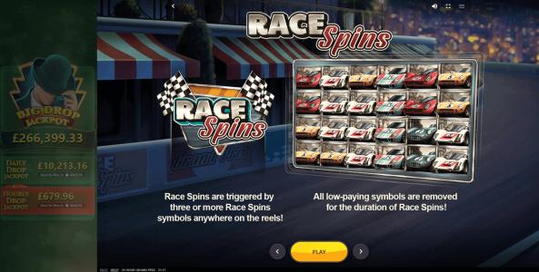 24 Hour Grand Prix Slot Machine Race Spins Screen