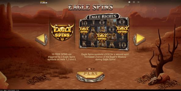 Eagle Riches Slot Machine Free Spins Bonus Screen