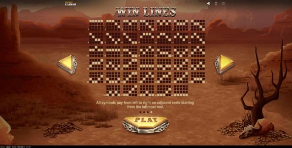 Eagle Riches Slot Machine Paylines Screen