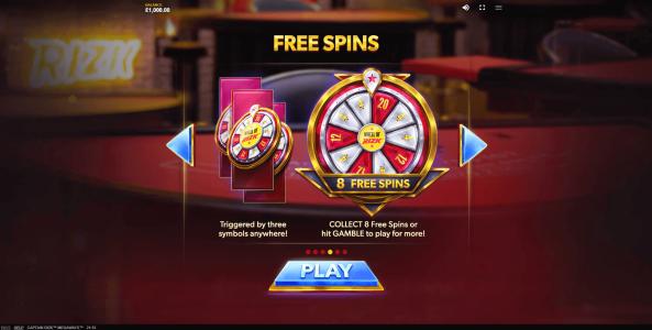 Captain Rizk Megaways Slot Machine Free Spins Bonus Screen