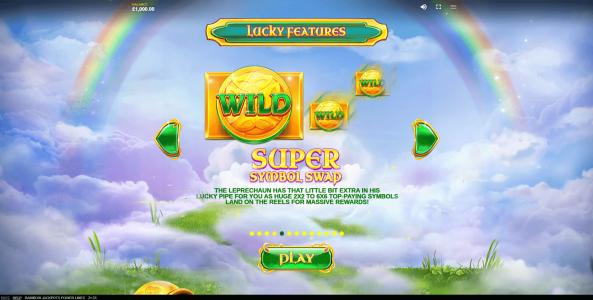 Rainbow Jackpots Power Lines Slot Machine Wild Symbol Screen