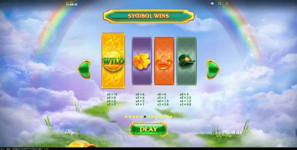 Rainbow Jackpots Power Lines Slot Machine Wild Symbol Screen