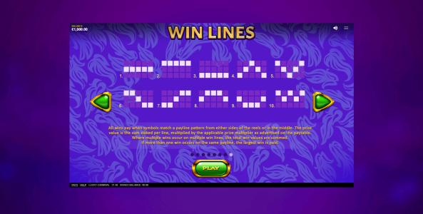 Lucky Carnival Slot Machine Paylines Screen