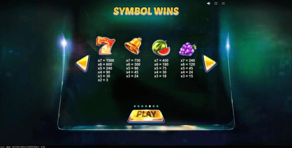Mystery Reels Power Reels Slot Machine Paytable Screen