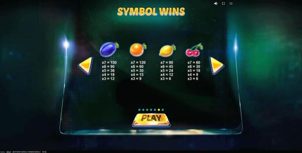 Mystery Reels Power Reels Slot Machine Paytable Screen