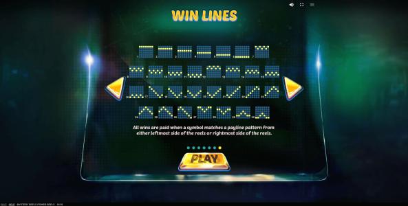 Mystery Reels Power Reels Slot Machine Paylines Screen