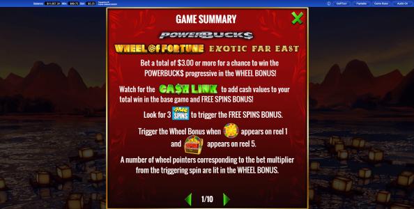 Powerbucks Wheel of Fortune Exotic Far East Slot Machine Game Summary Screen