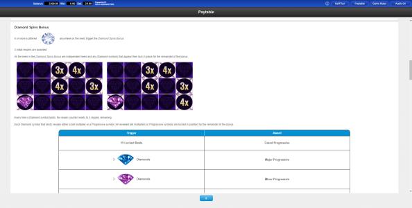 Volcano Queen Diamond Spins Slot Machine Spins Bonus Screen