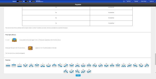 Slot Machine Paytable and Paylines Screen