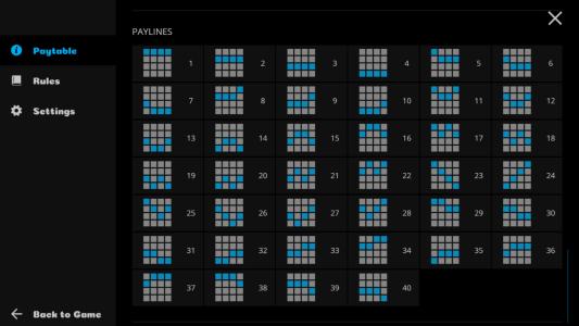 Slot Machine Paylines Screen