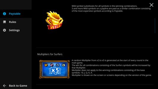 Surf Zone Slot Machine Wild Symbol Screen