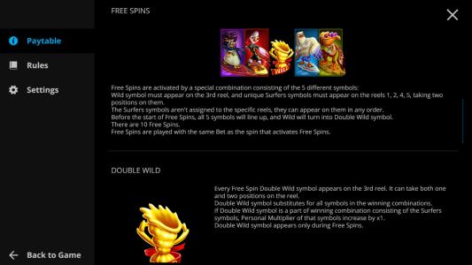 Surf Zone Slot Machine Free Spins Bonus Screen