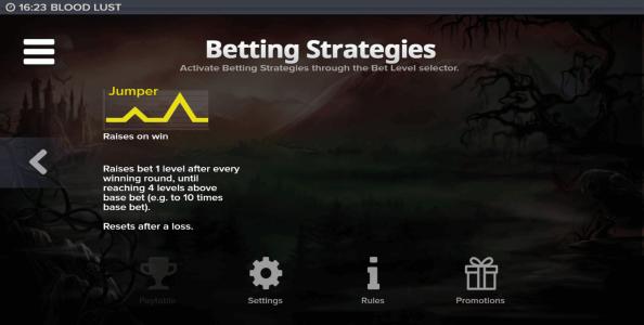 Blood Lust Slot Machine Paylines Screen