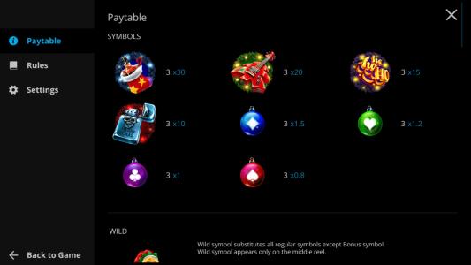 Brutal Santa Slot Machine Paytable Screen