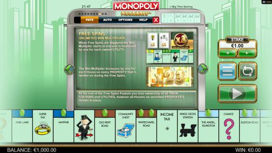 Monopoly Megaways Slot Machine Free Spins Bonus Screen