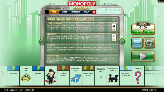 Monopoly Megaways Slot Machine Free Spins Bonus Screen