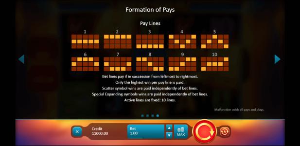 Book of Gold Multichance Slot Machine Paylines Screen