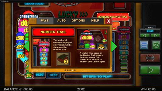 Lucky Streak Mk2 Slot Machine Lucky Streak Trail Bonus Screen